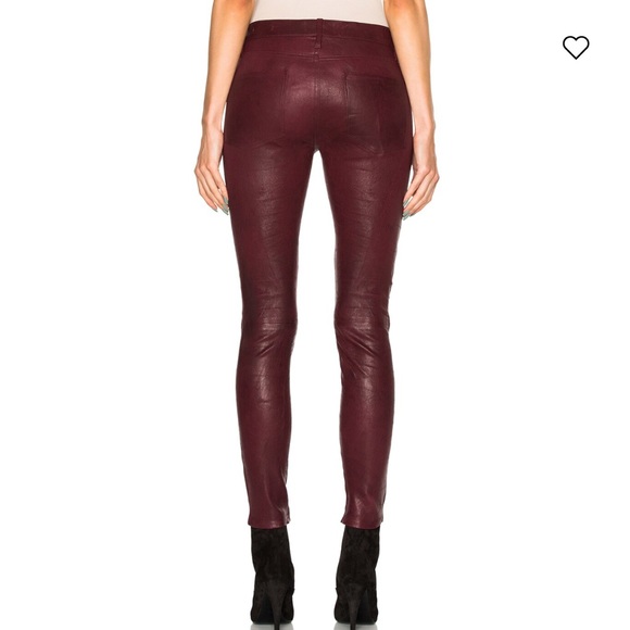 FRAME Atelier real lamb leather pants burgundy size 30 le skinny de Jeanne - Picture 2 of 10